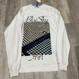 Blue Sky Inn Retro‎ Graphic Tee Men's Small White Long Sleeve Checkered  $205